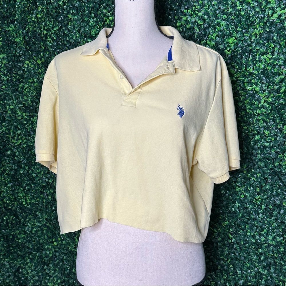 U.S. Polo Assn. Cropped Yellow Ultimate Pique Top Sz L